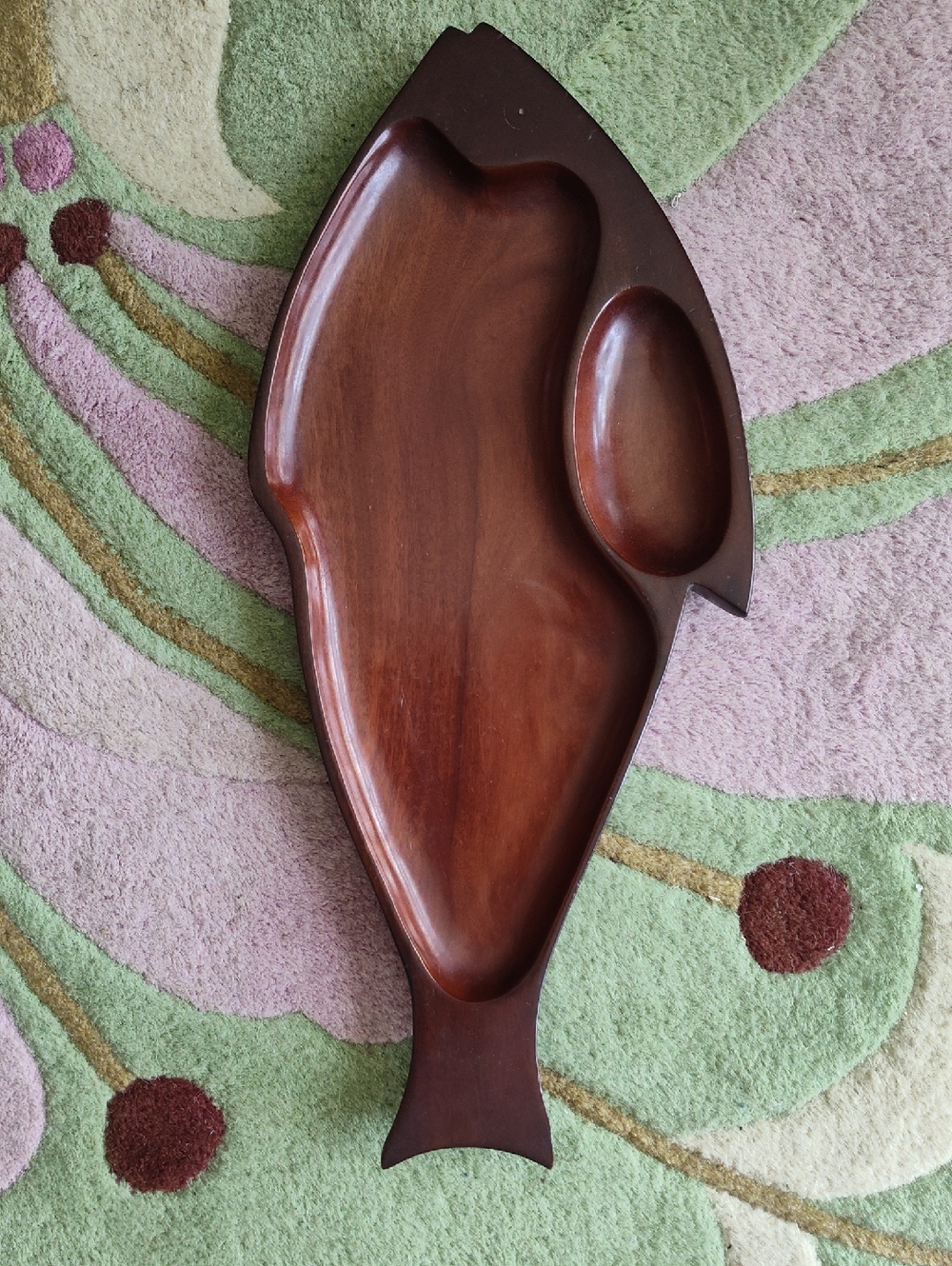 Vintage Handcrafted Wooden Fish Serving Platter